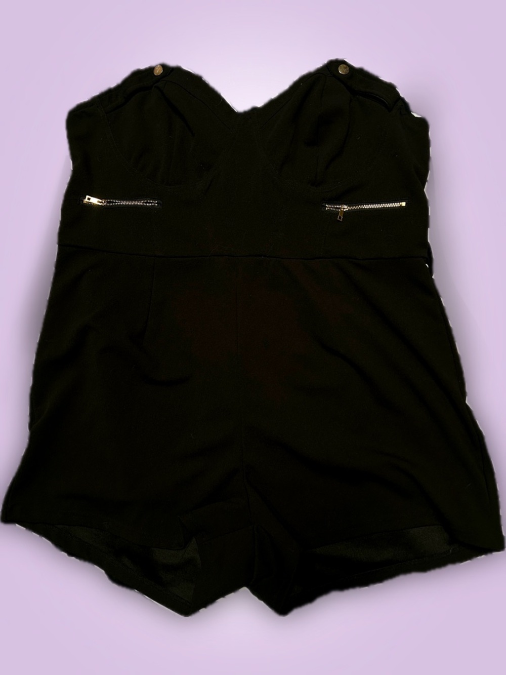 Edgy Strapless Black and Gold Plus Size Fashion Nova Romper